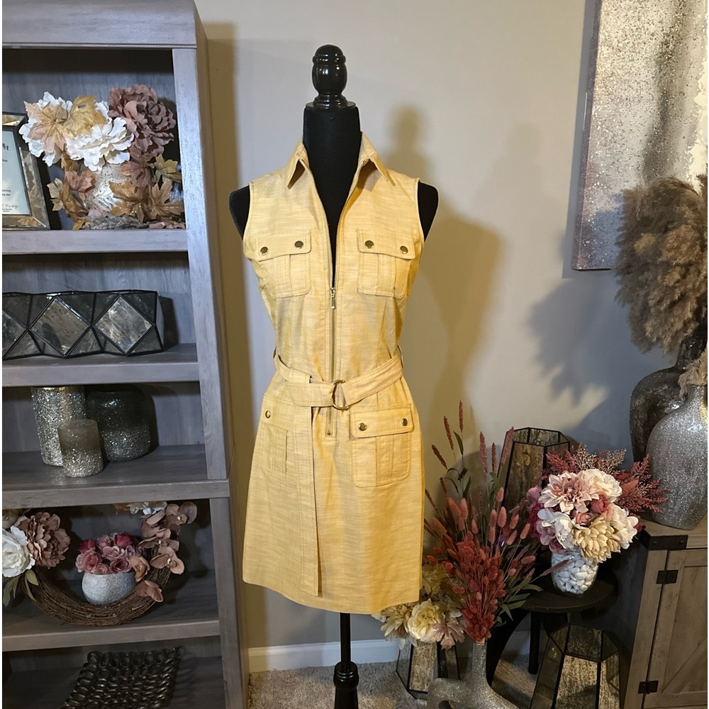 Beautiful yellow linen midi dress